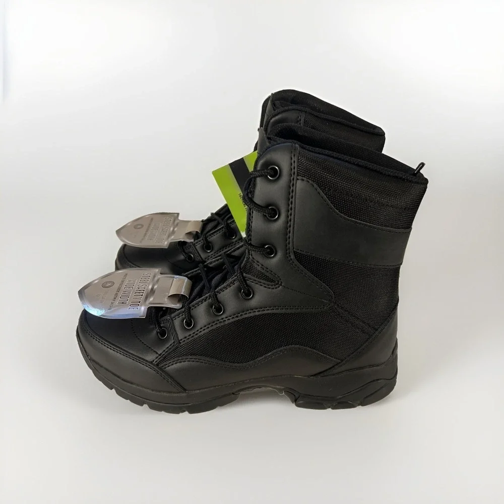 Interceptor Mens Black Leather Boots Size 7.5 Tactical Steel Toe Force Boots